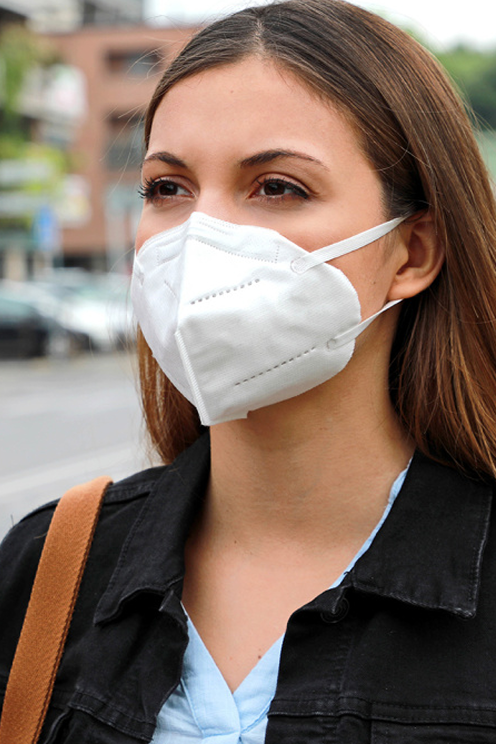 photo of a woman in a mask
